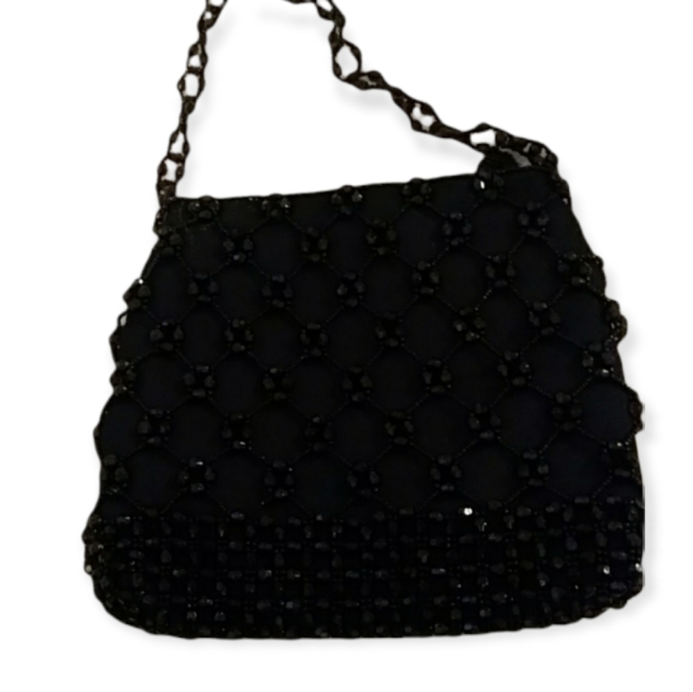 Parisian Signature Black Beaded Purse